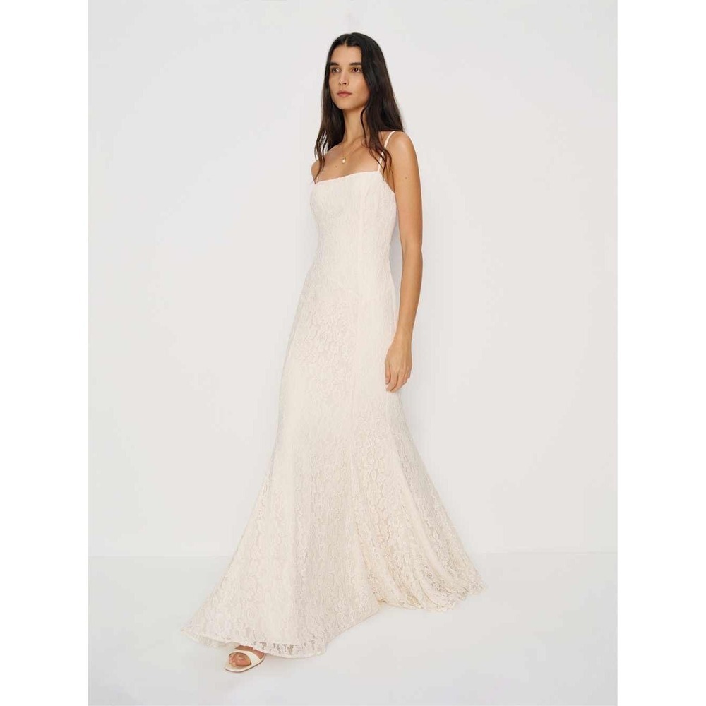 NEW Reformation Fae Dress Ivory Lace Square Neck Spaghetti Strap Size 0